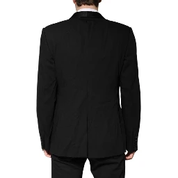 Black Wool Single Breasted 2 Piece Suit
