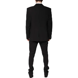 Black Cotton Single Breasted 2 Piece Suit