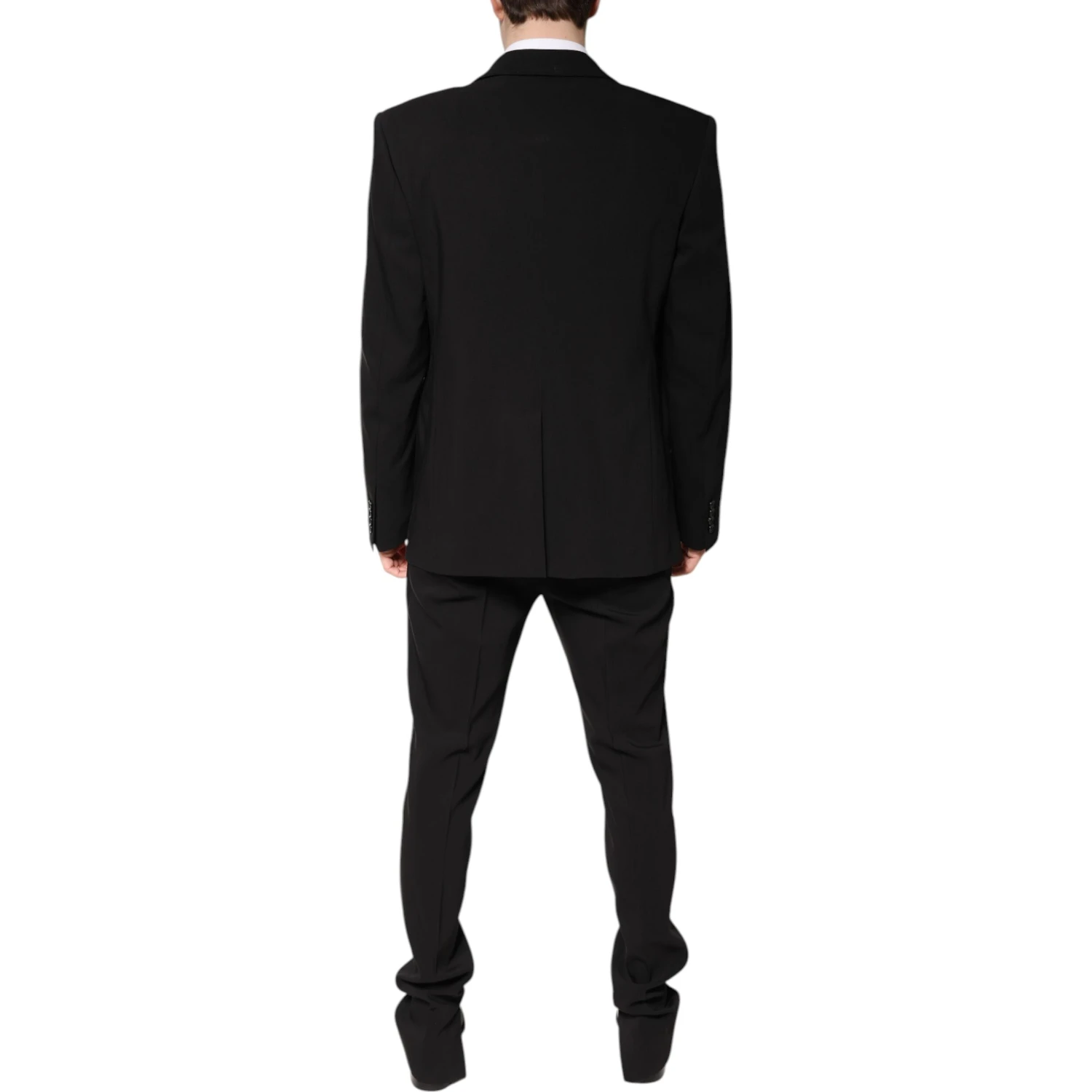 Black Cotton Single Breasted 2 Piece Suit
