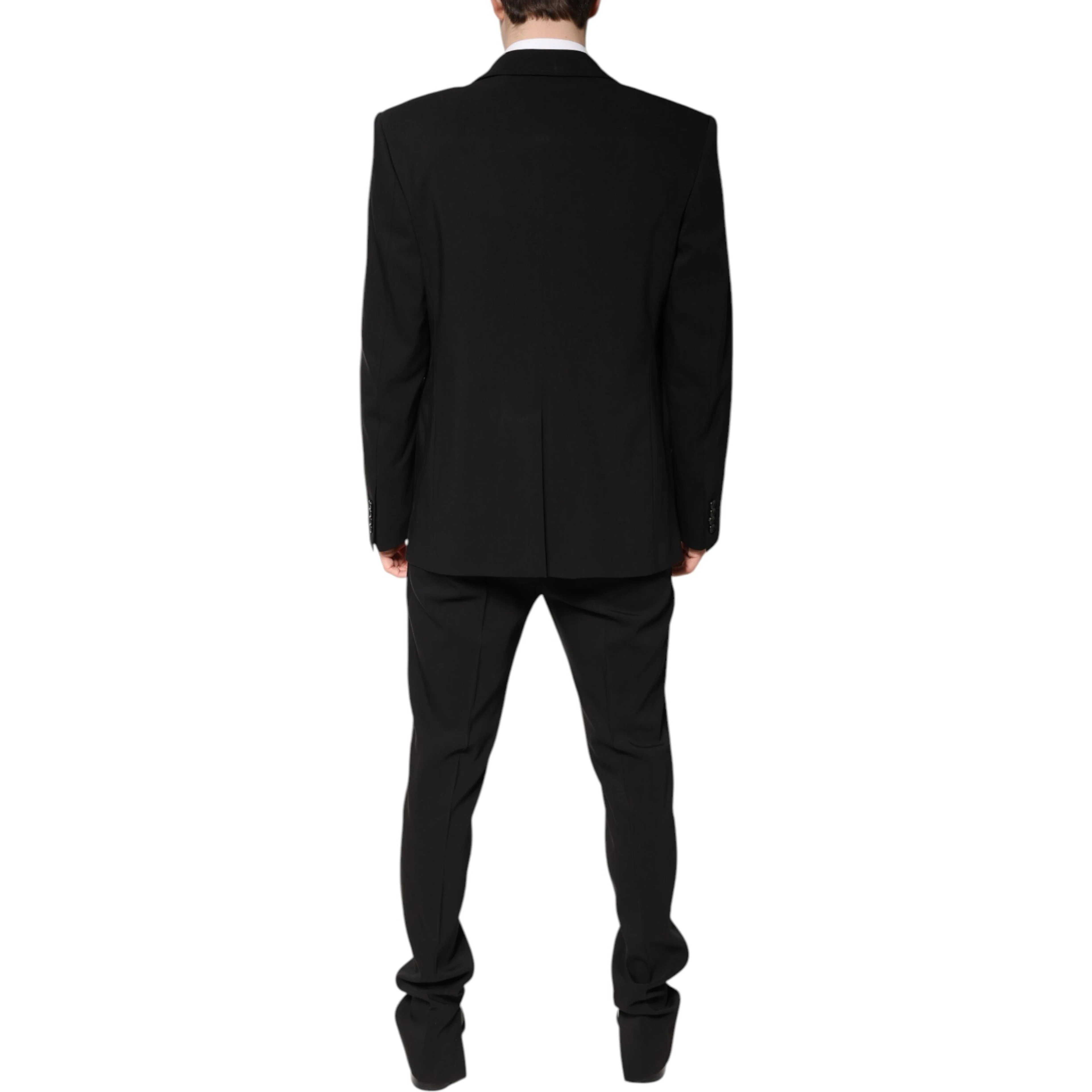 Black Cotton Single Breasted 2 Piece Suit