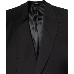 Black Cotton Single Breasted 2 Piece Suit
