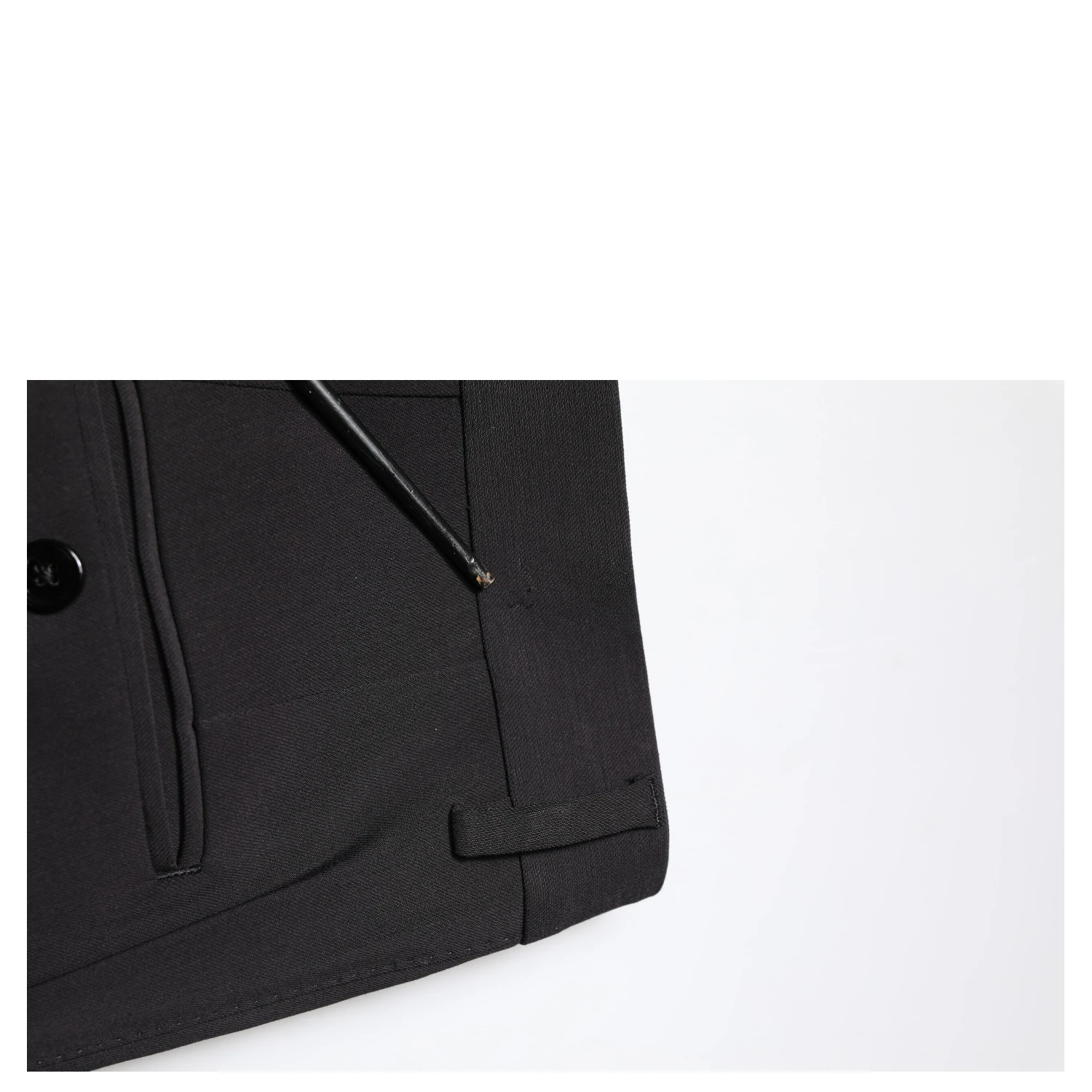 Black Cotton Single Breasted 2 Piece Suit