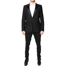 Black Wool Single Breasted 2 Piece Suit