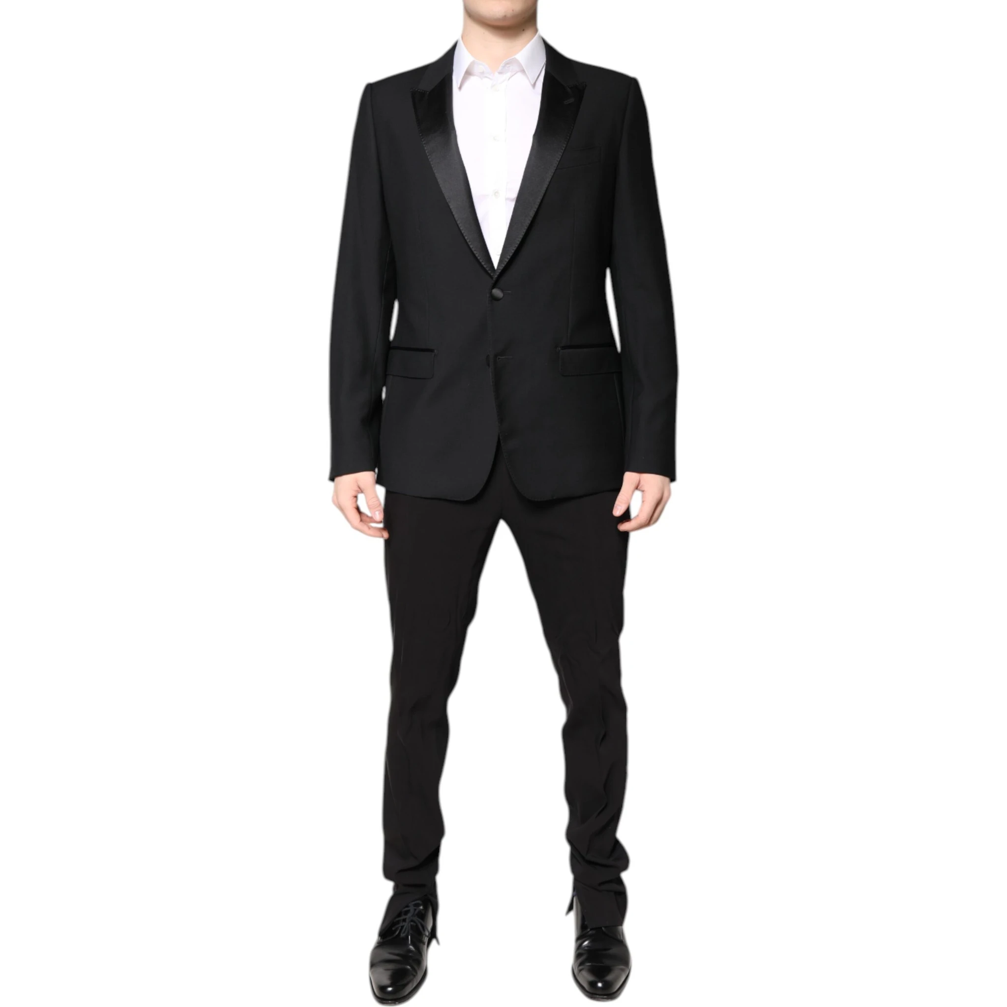 Black Wool Single Breasted 2 Piece Suit