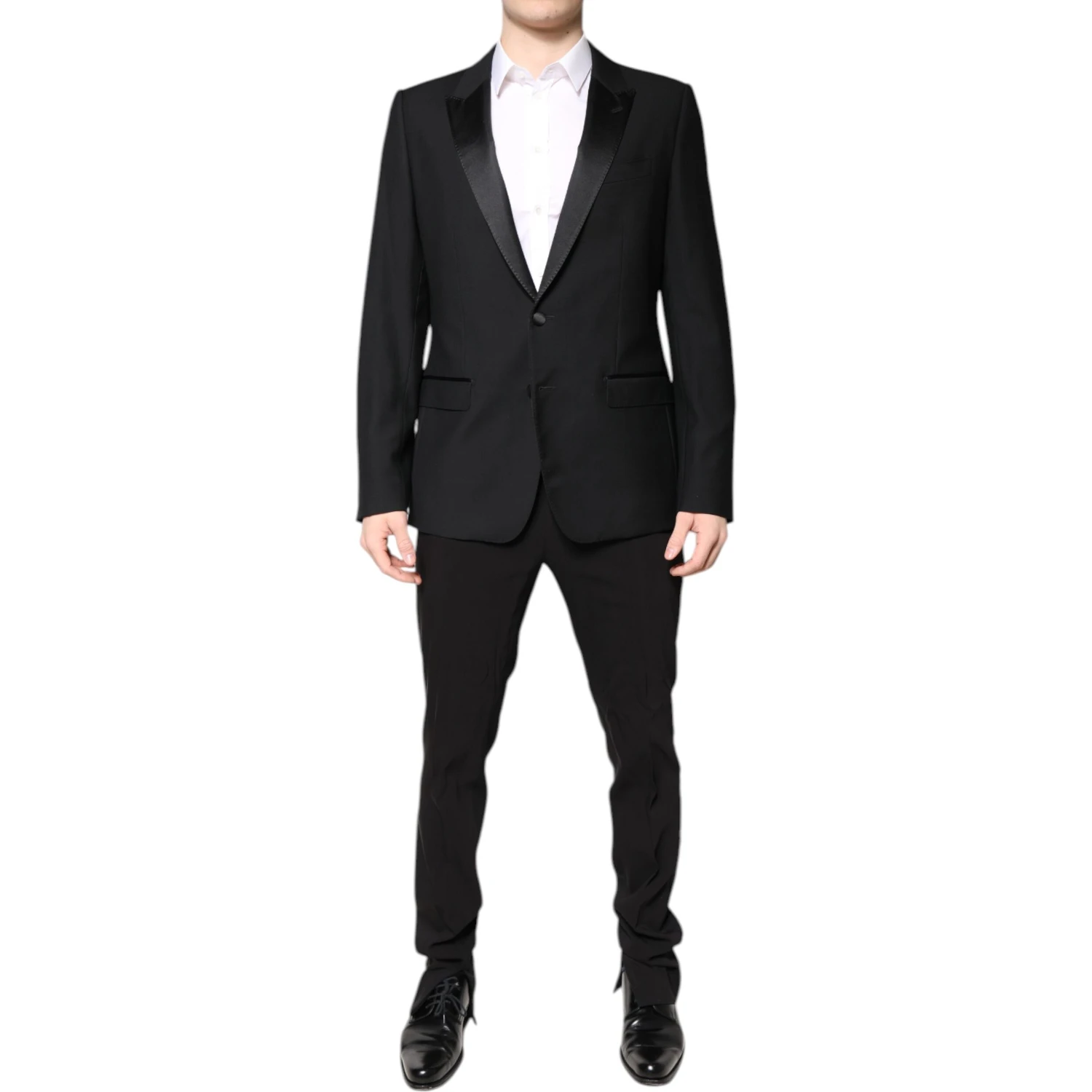 Black Wool Single Breasted 2 Piece Suit