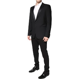 Black Wool Single Breasted 2 Piece Suit