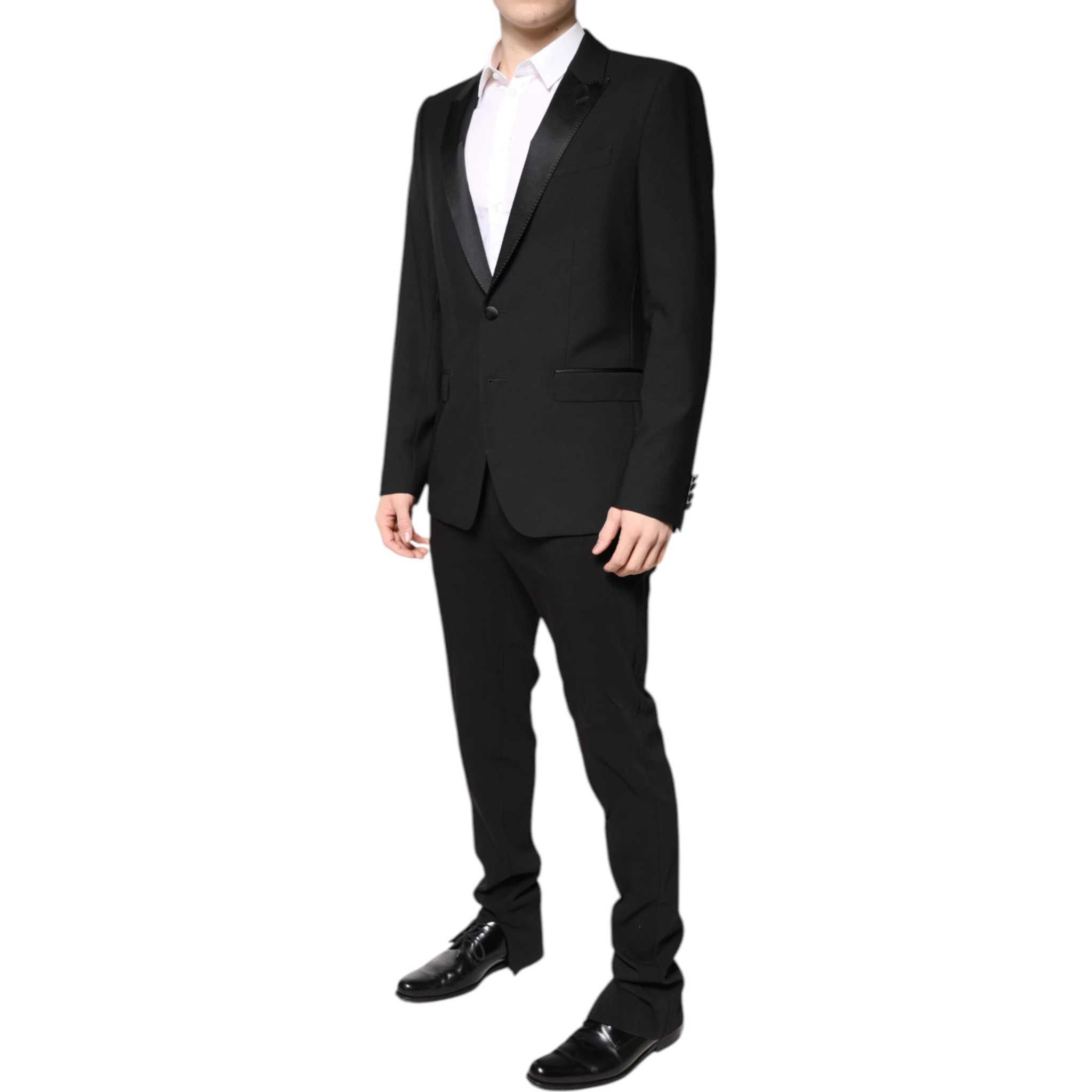 Black Wool Single Breasted 2 Piece Suit