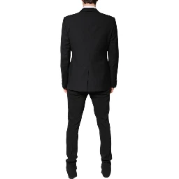 Black Wool Single Breasted 2 Piece Suit