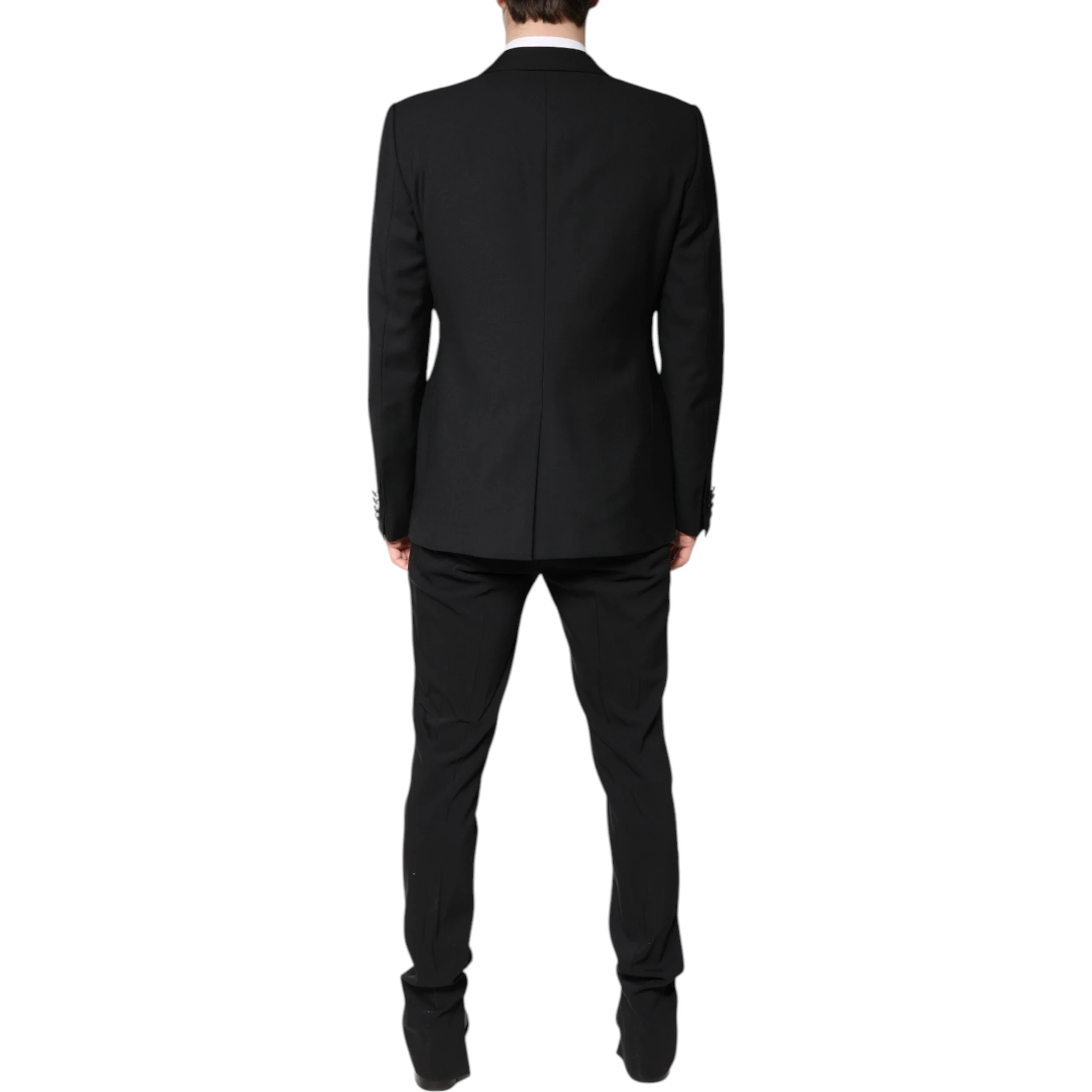 Black Wool Single Breasted 2 Piece Suit