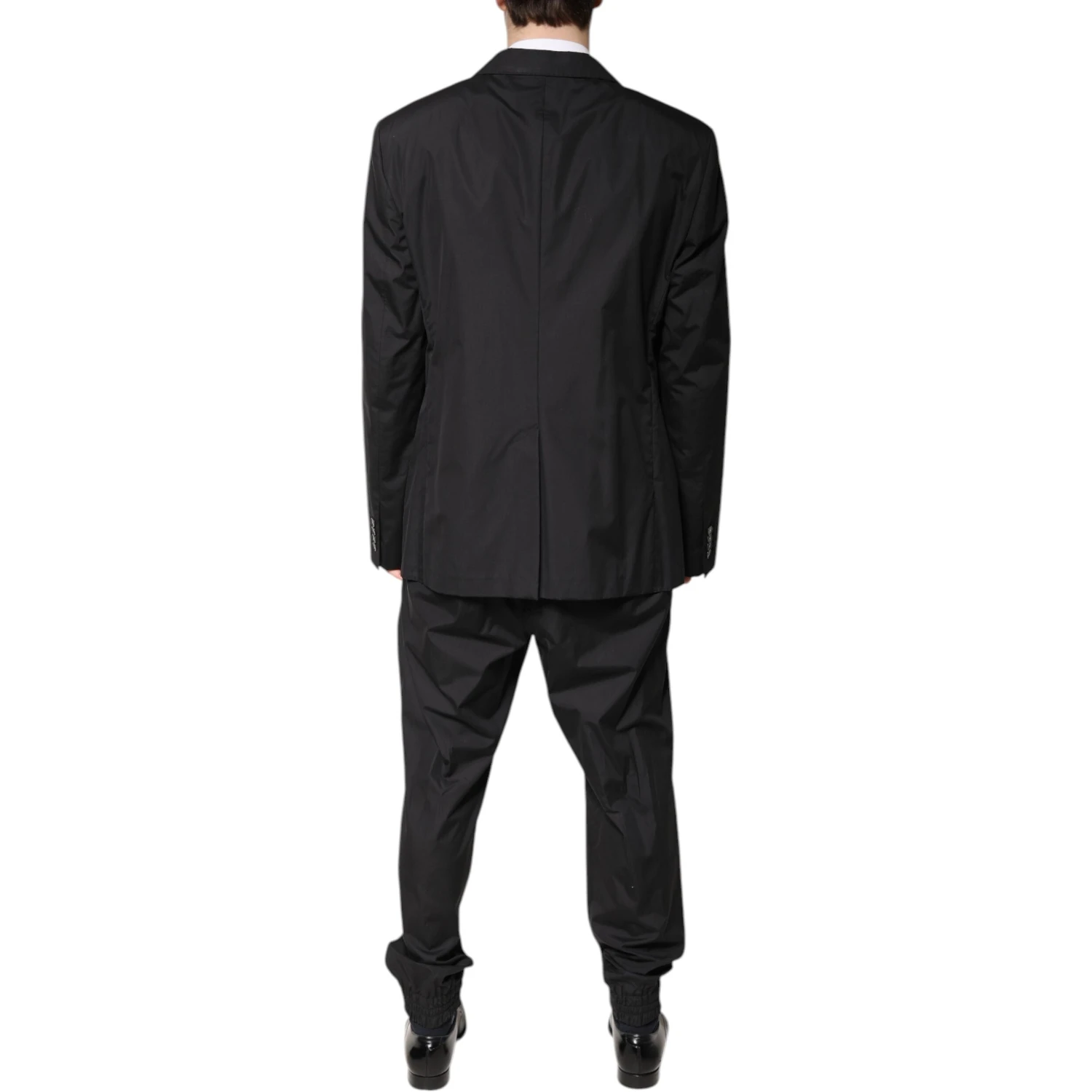 Black Cotton Single Breasted 2 Piece Suit