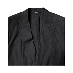 Black Cotton Single Breasted 2 Piece Suit
