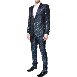 Multicolor Polyester Jacquard 2 Piece Suit