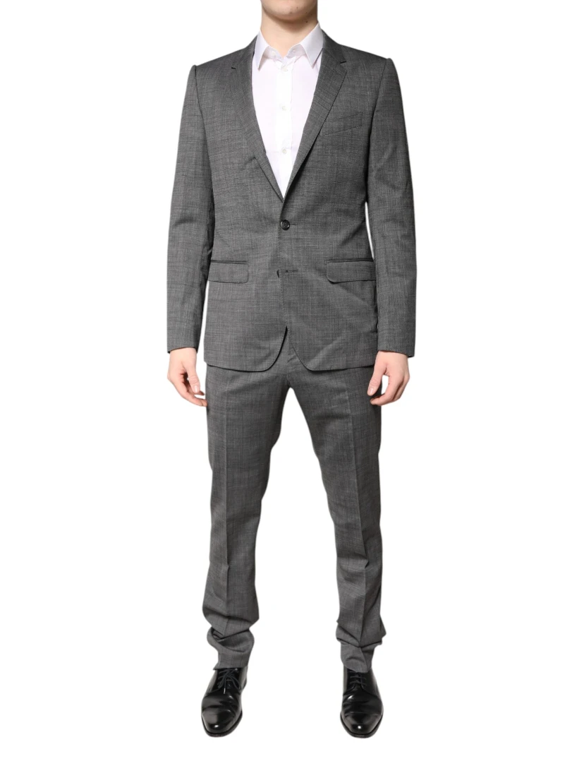 Gray Wool Single Breasted 2 Piece Suit