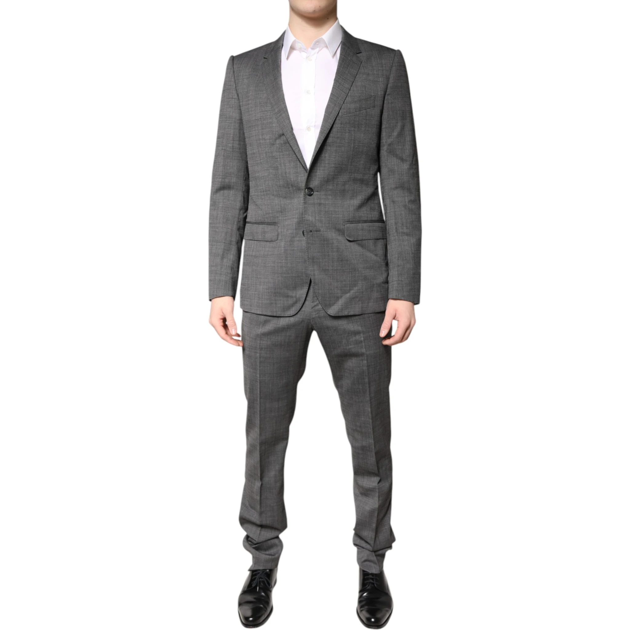 Gray Wool Single Breasted 2 Piece Suit