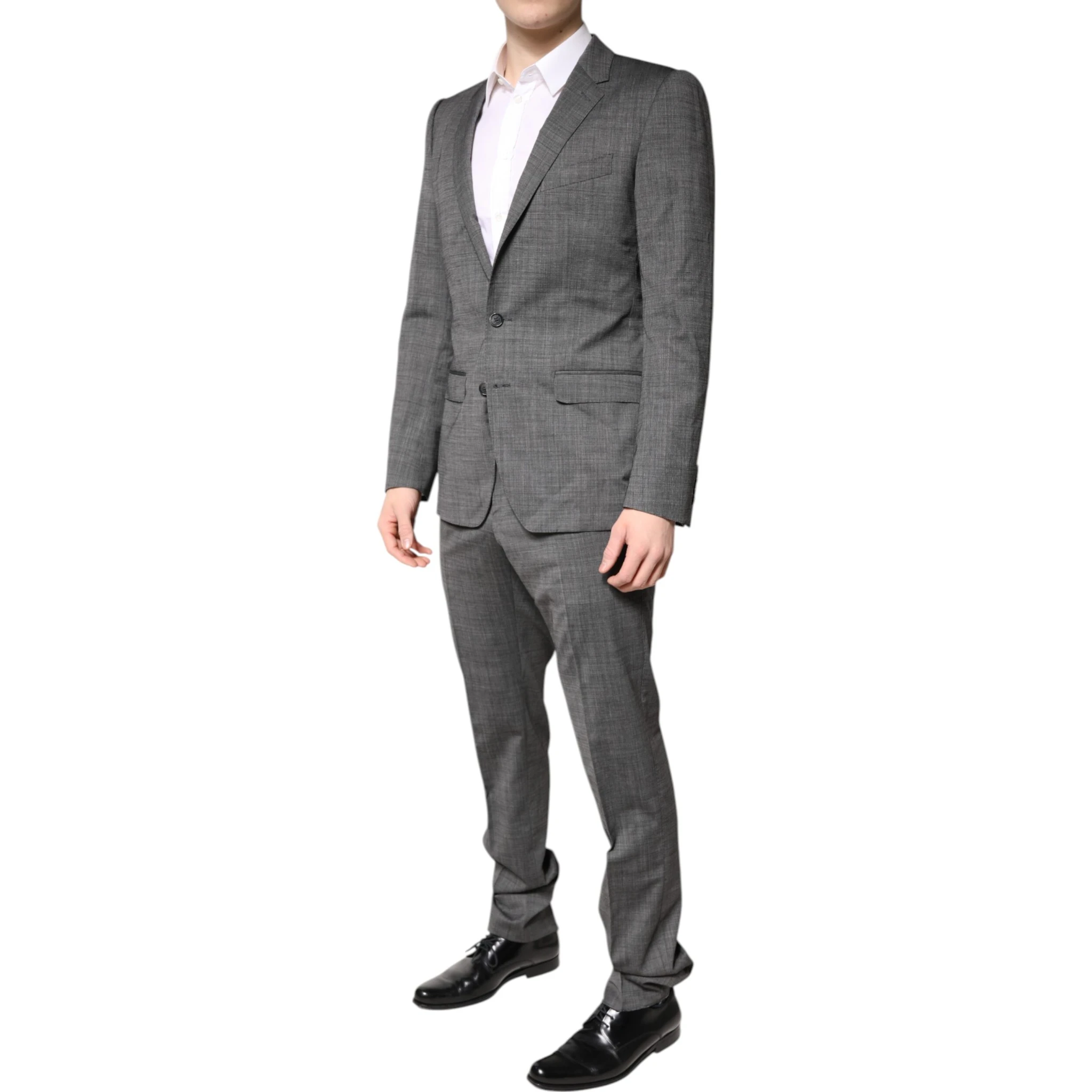 Gray Wool Single Breasted 2 Piece Suit