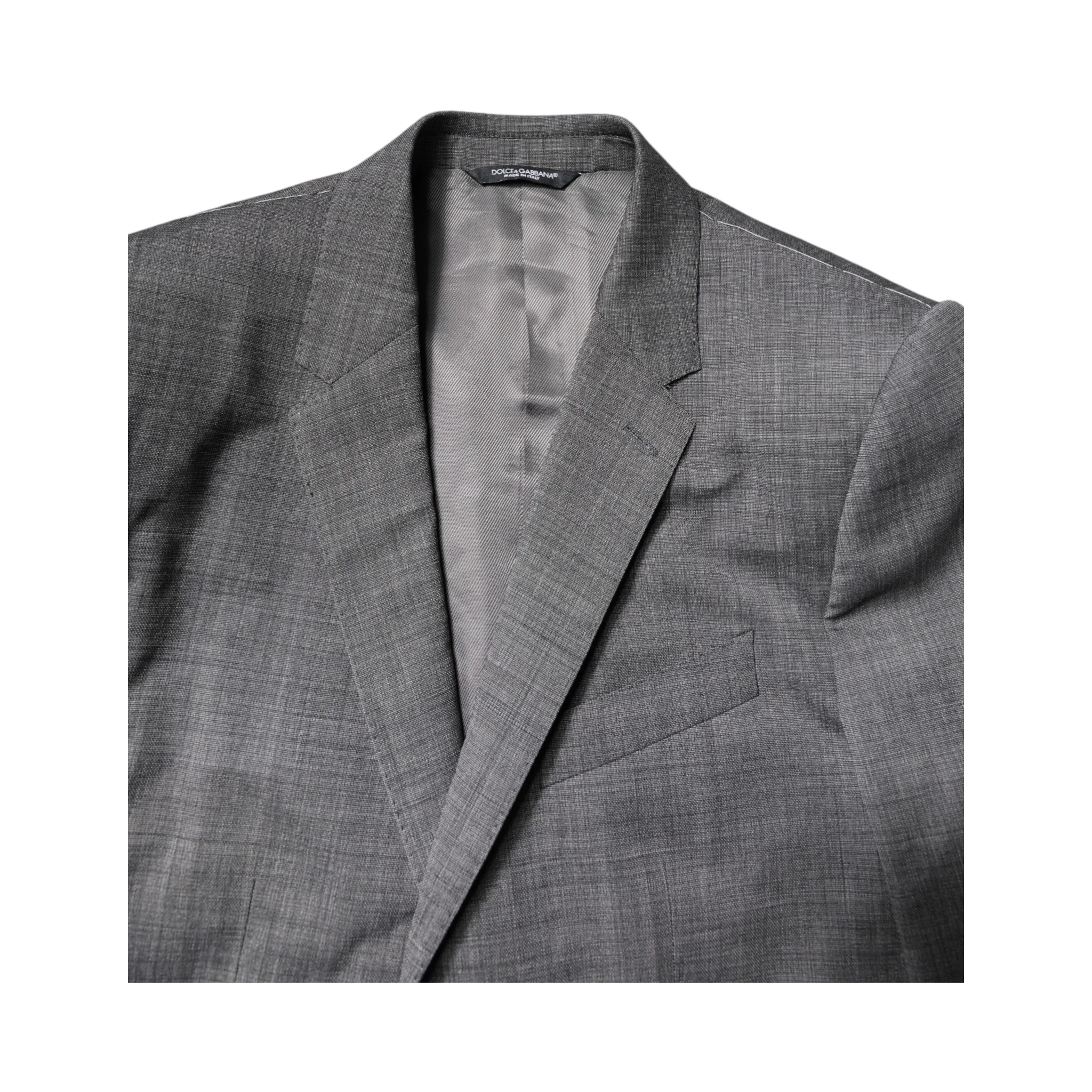 Gray Wool Single Breasted 2 Piece Suit