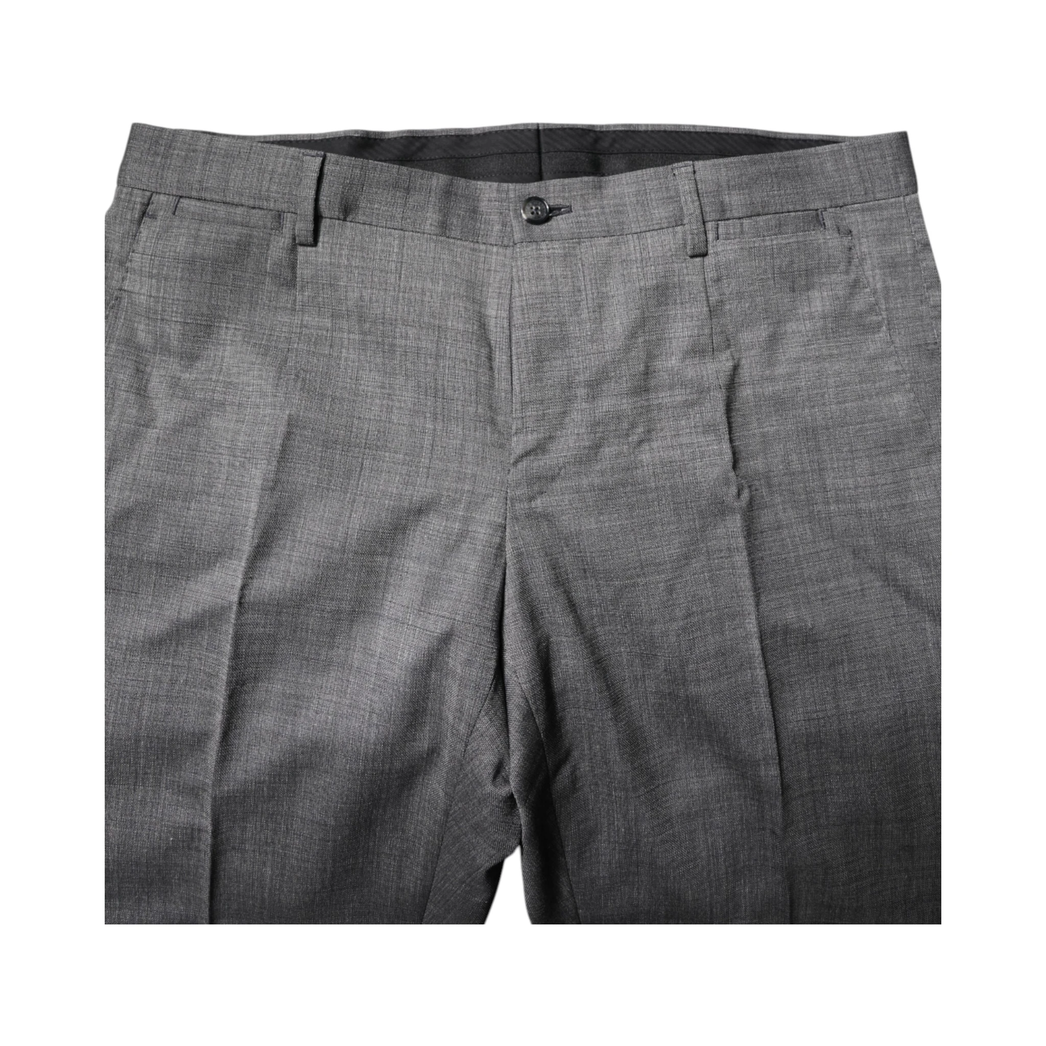 Gray Wool Single Breasted 2 Piece Suit