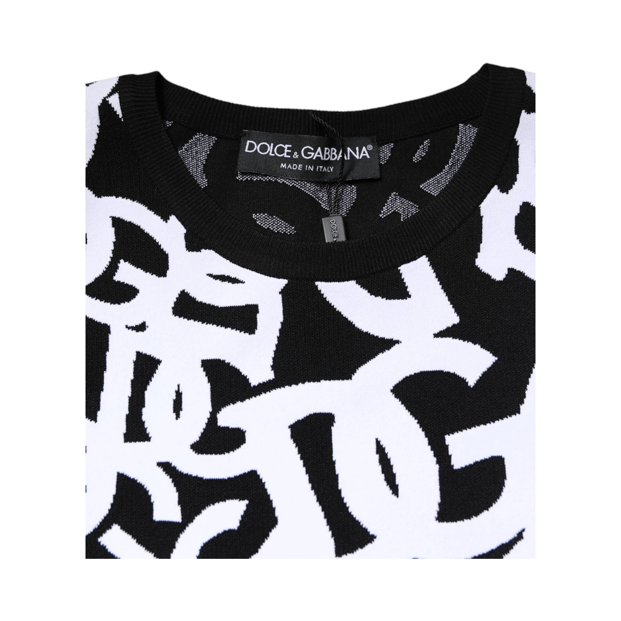 Black White Logo Print Women Pullover Sweater