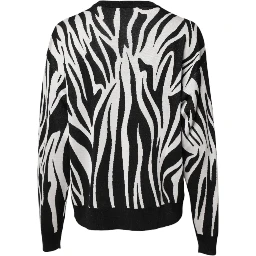 Black White Print Women Pullover Sweater