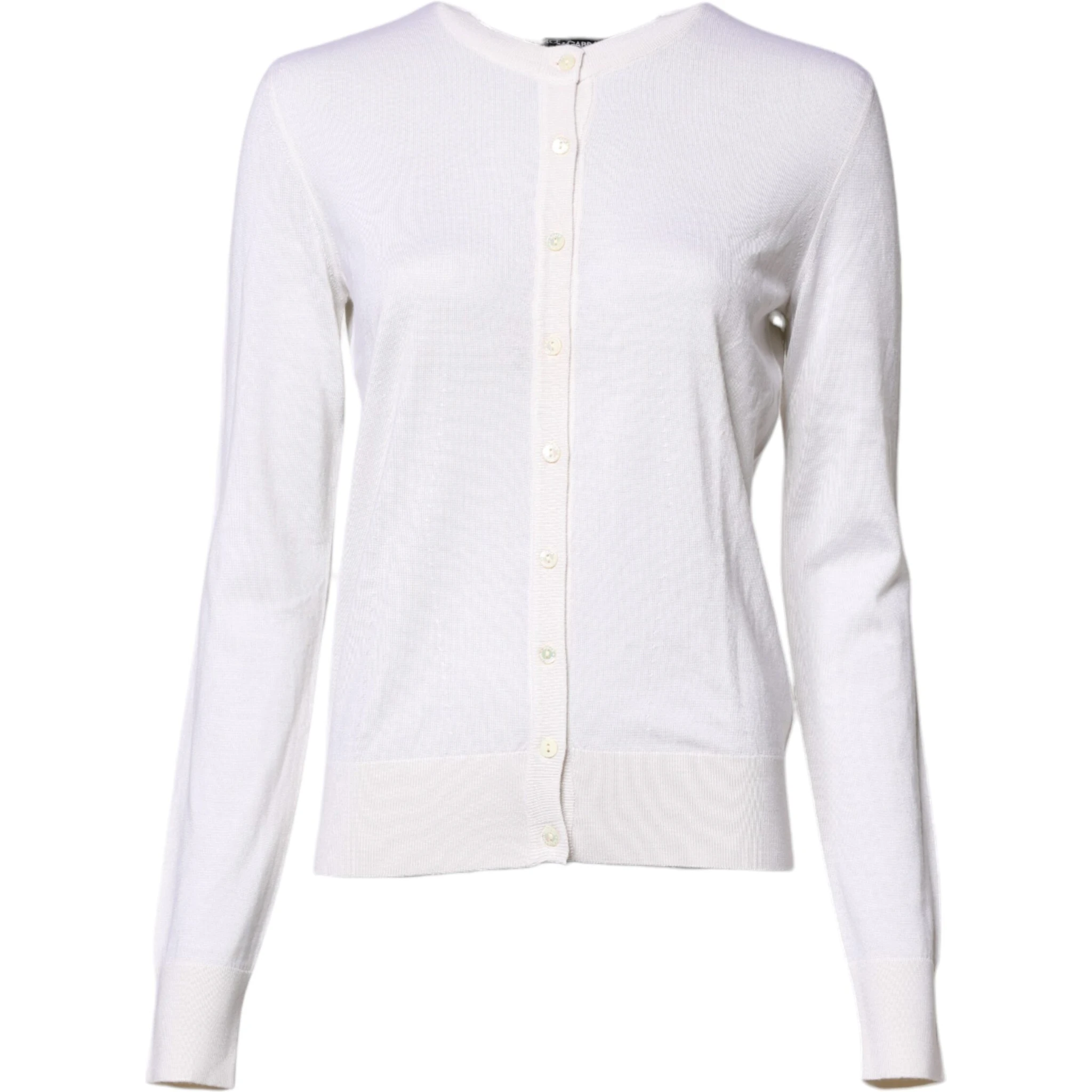 White Cashmere Crew Neck Top Cardigan Sweater