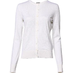 White Cashmere Crew Neck Top Cardigan Sweater