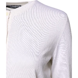 White Cashmere Crew Neck Top Cardigan Sweater