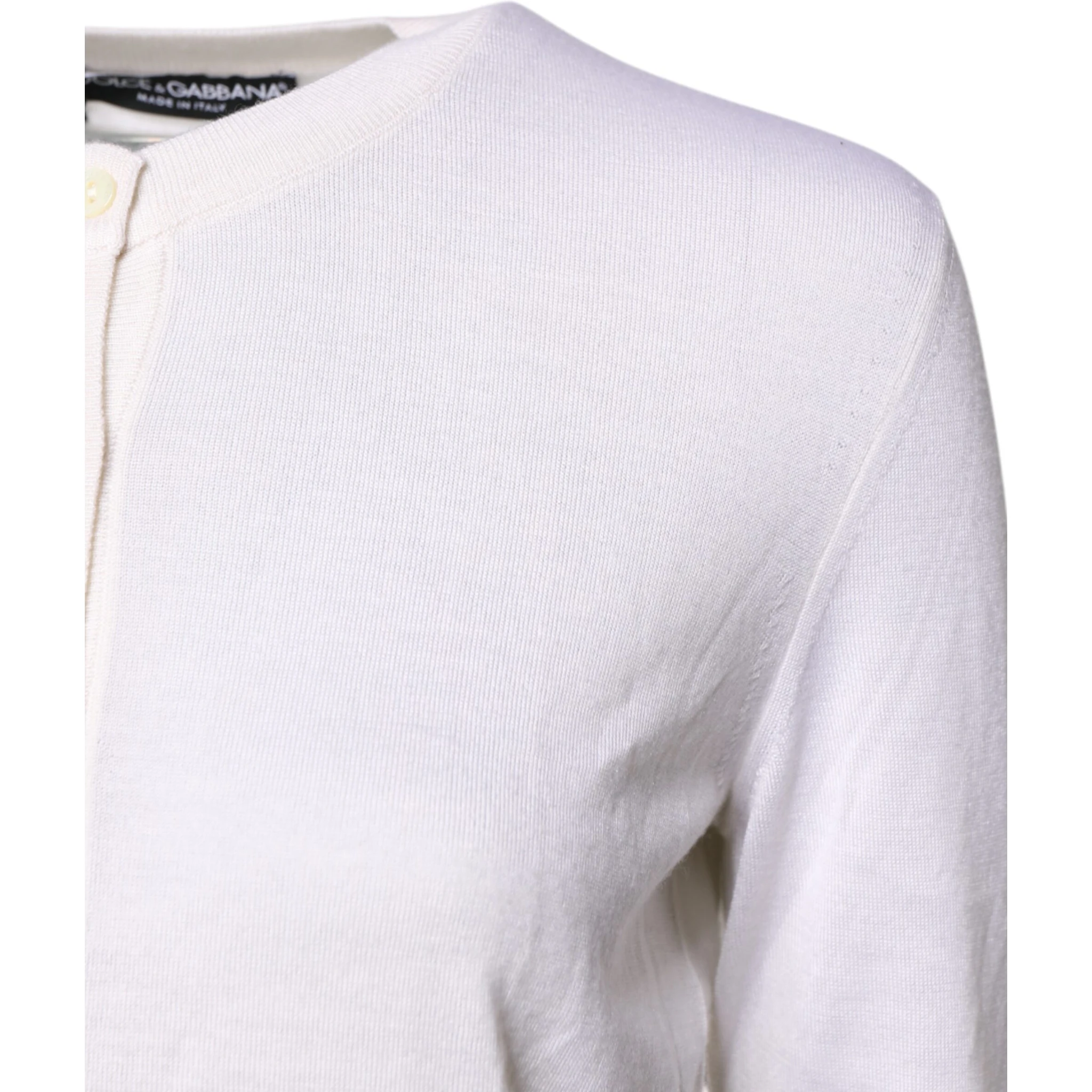 White Cashmere Crew Neck Top Cardigan Sweater