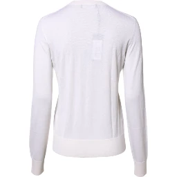 White Cashmere Crew Neck Top Cardigan Sweater