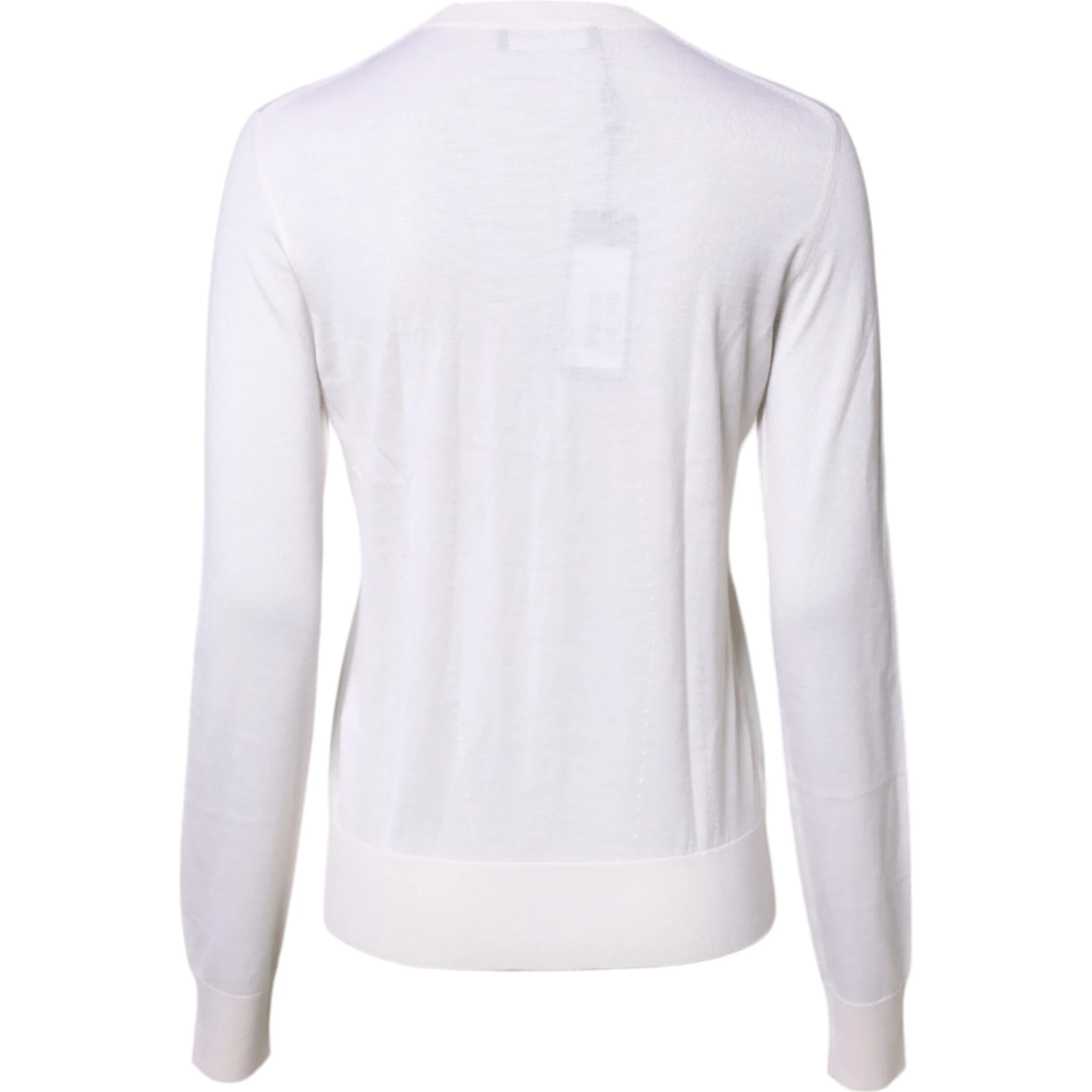 White Cashmere Crew Neck Top Cardigan Sweater