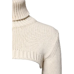 Ivory Cashmere Turtleneck Cropped Top Sweater