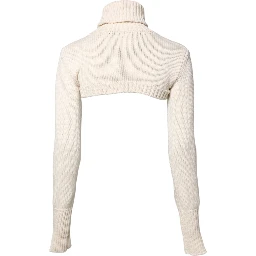 Ivory Cashmere Turtleneck Cropped Top Sweater