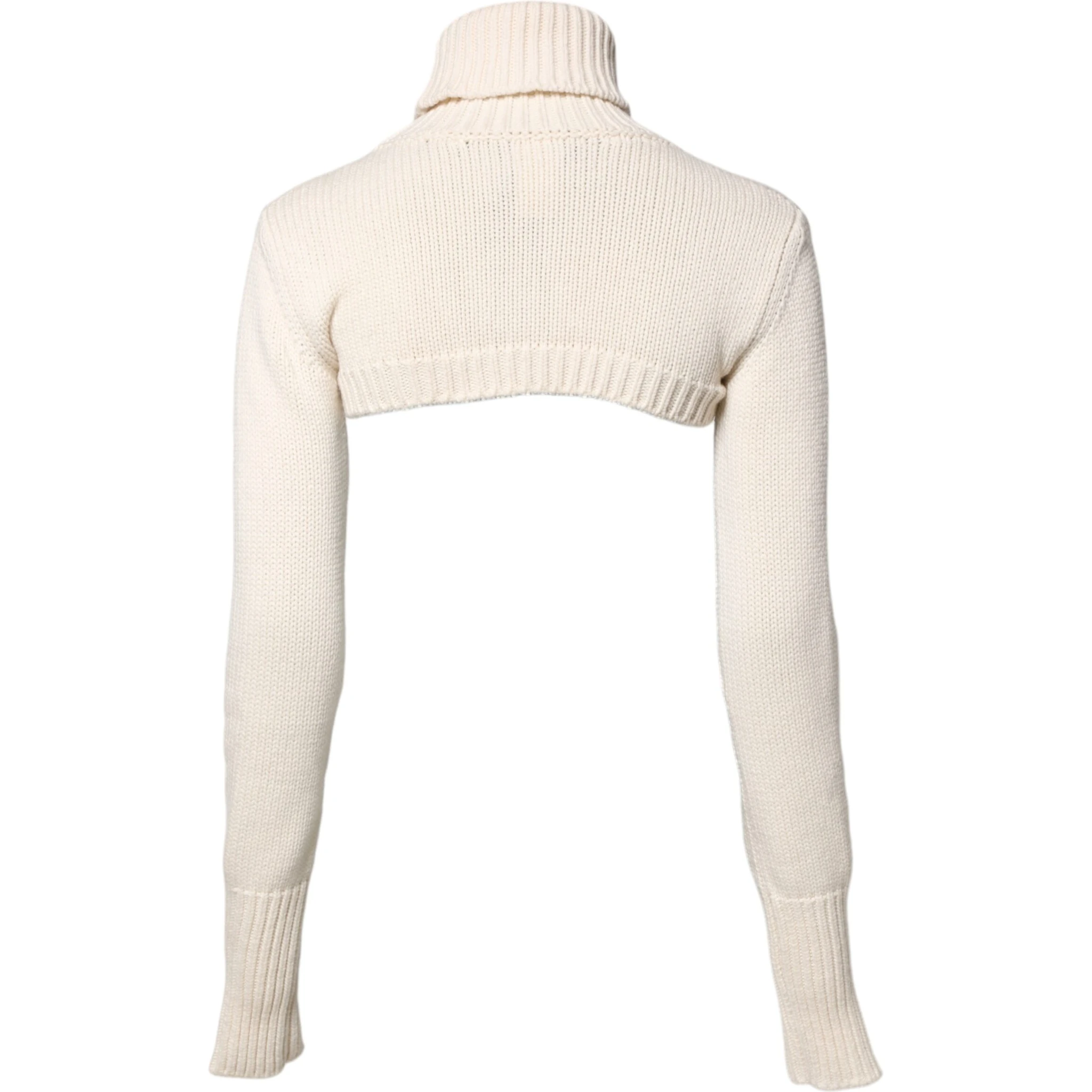 Ivory Cashmere Turtleneck Cropped Top Sweater