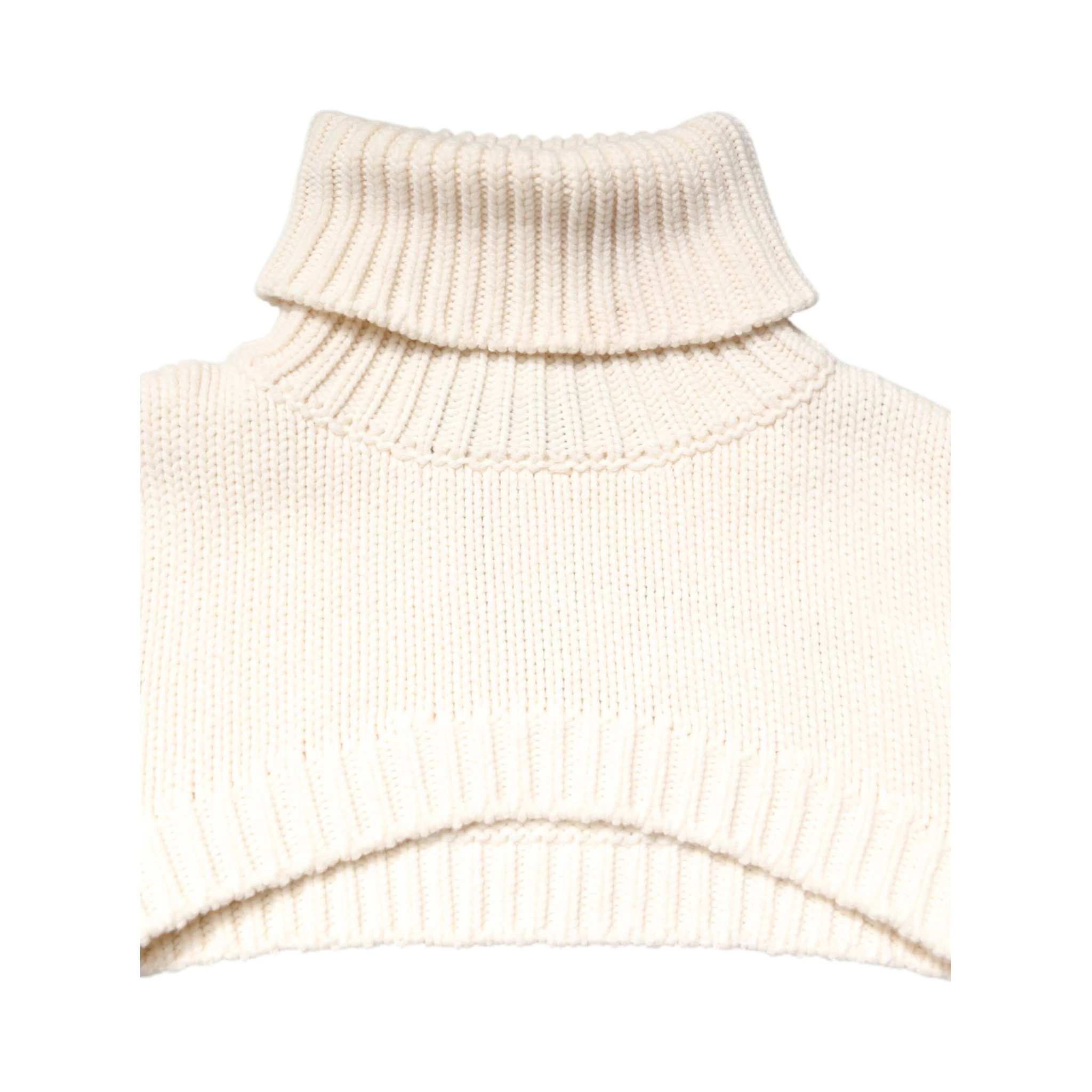 Ivory Cashmere Turtleneck Cropped Top Sweater