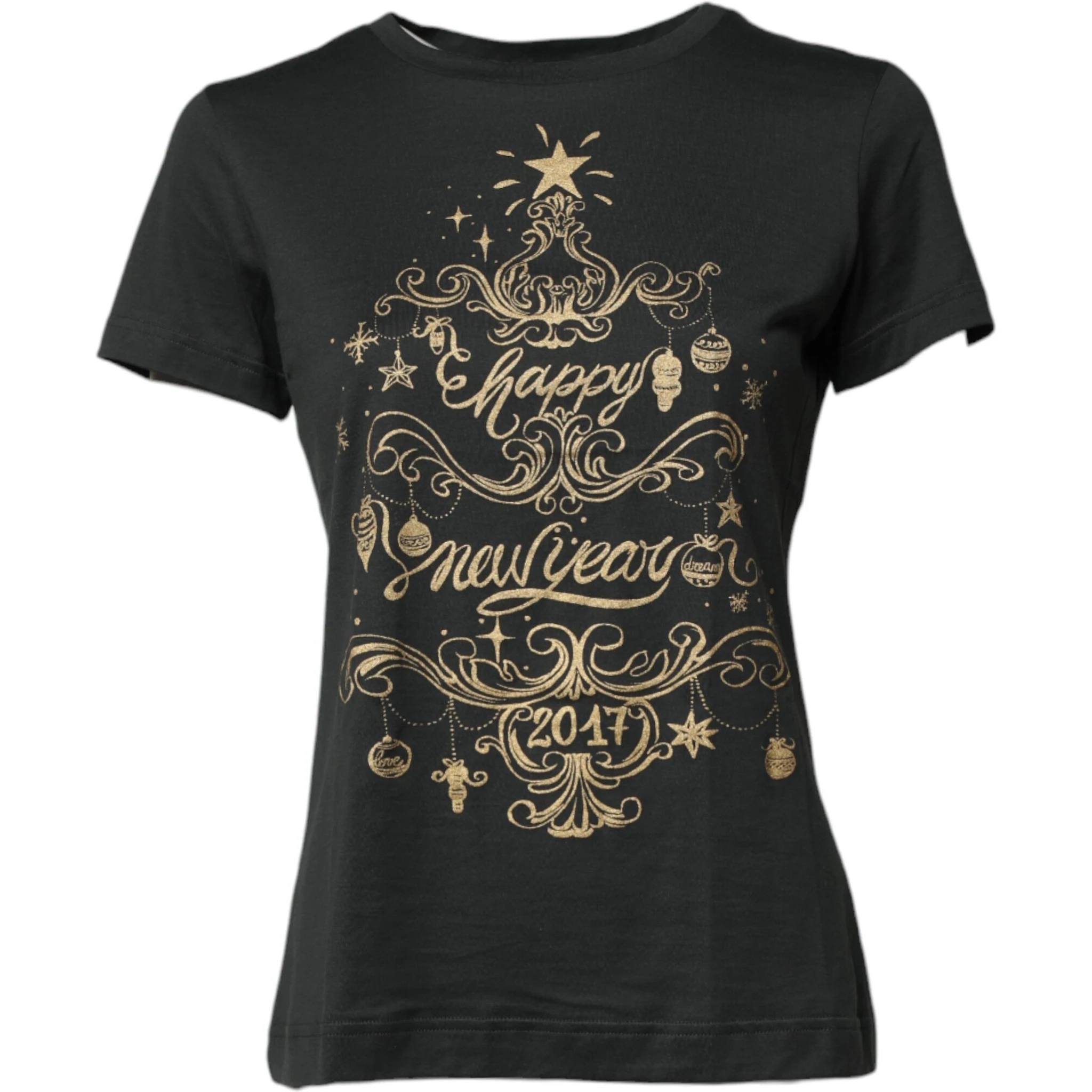 Black Cotton Round Neck Short Sleeve T-shirt