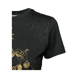 Black Cotton Round Neck Short Sleeve T-shirt