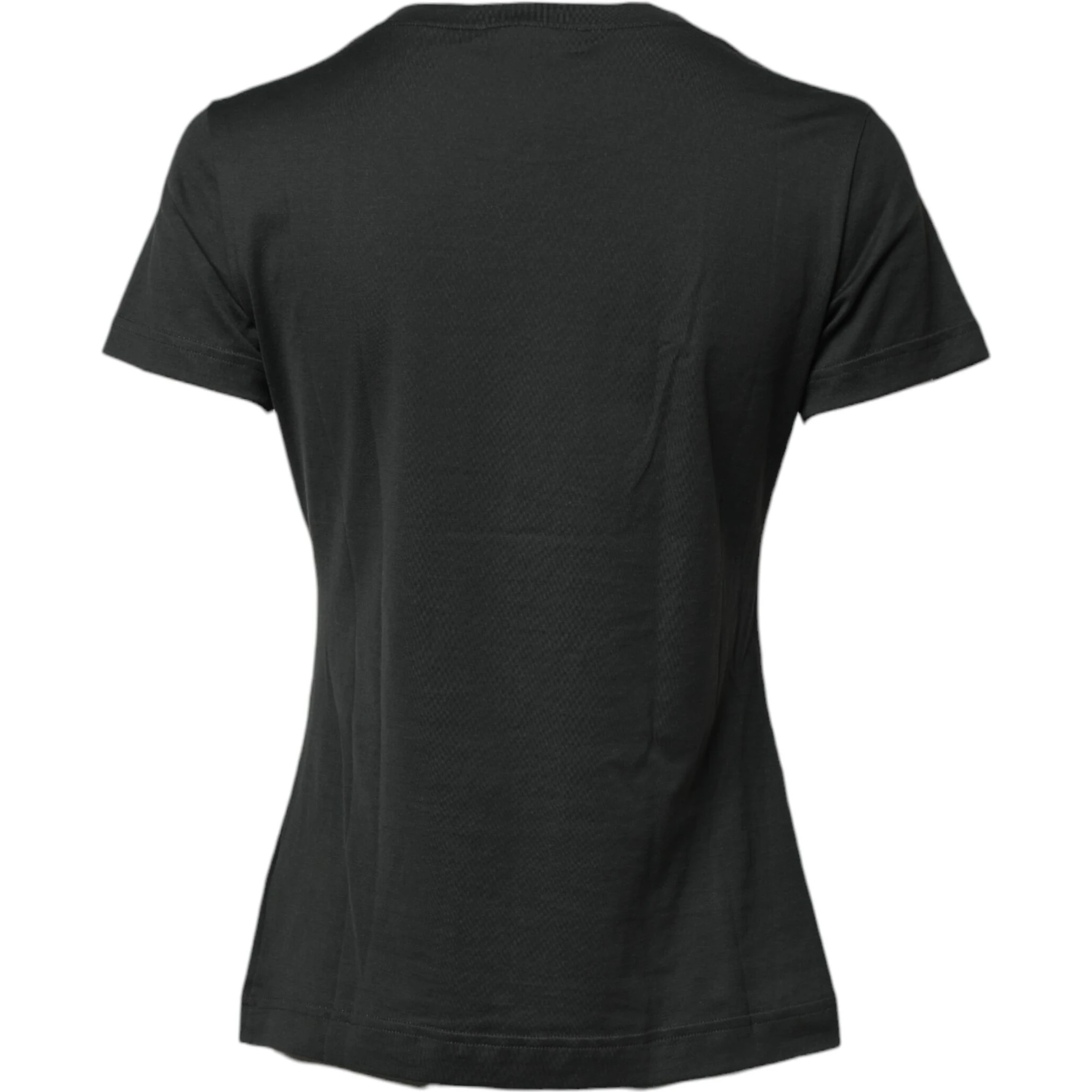 Black Cotton Round Neck Short Sleeve T-shirt