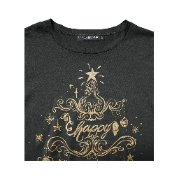 Black Cotton Round Neck Short Sleeve T-shirt