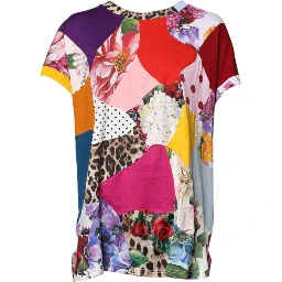 Multicolor Patchwork Short Sleeve Blouse Top