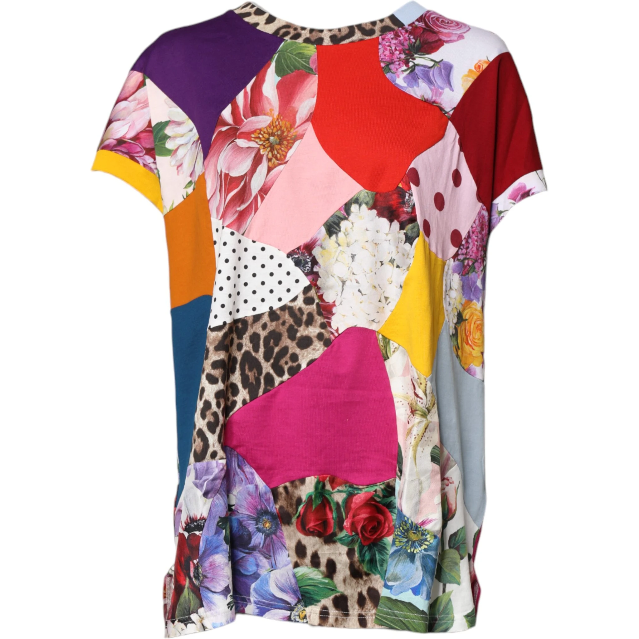 Multicolor Patchwork Short Sleeve Blouse Top