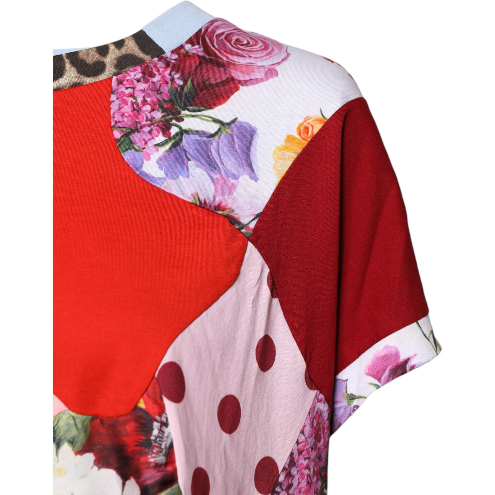 Multicolor Patchwork Short Sleeve Blouse Top