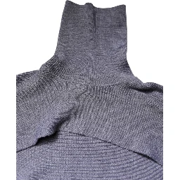 Gray Wool Knit Turtleneck Cropped Top Sweater