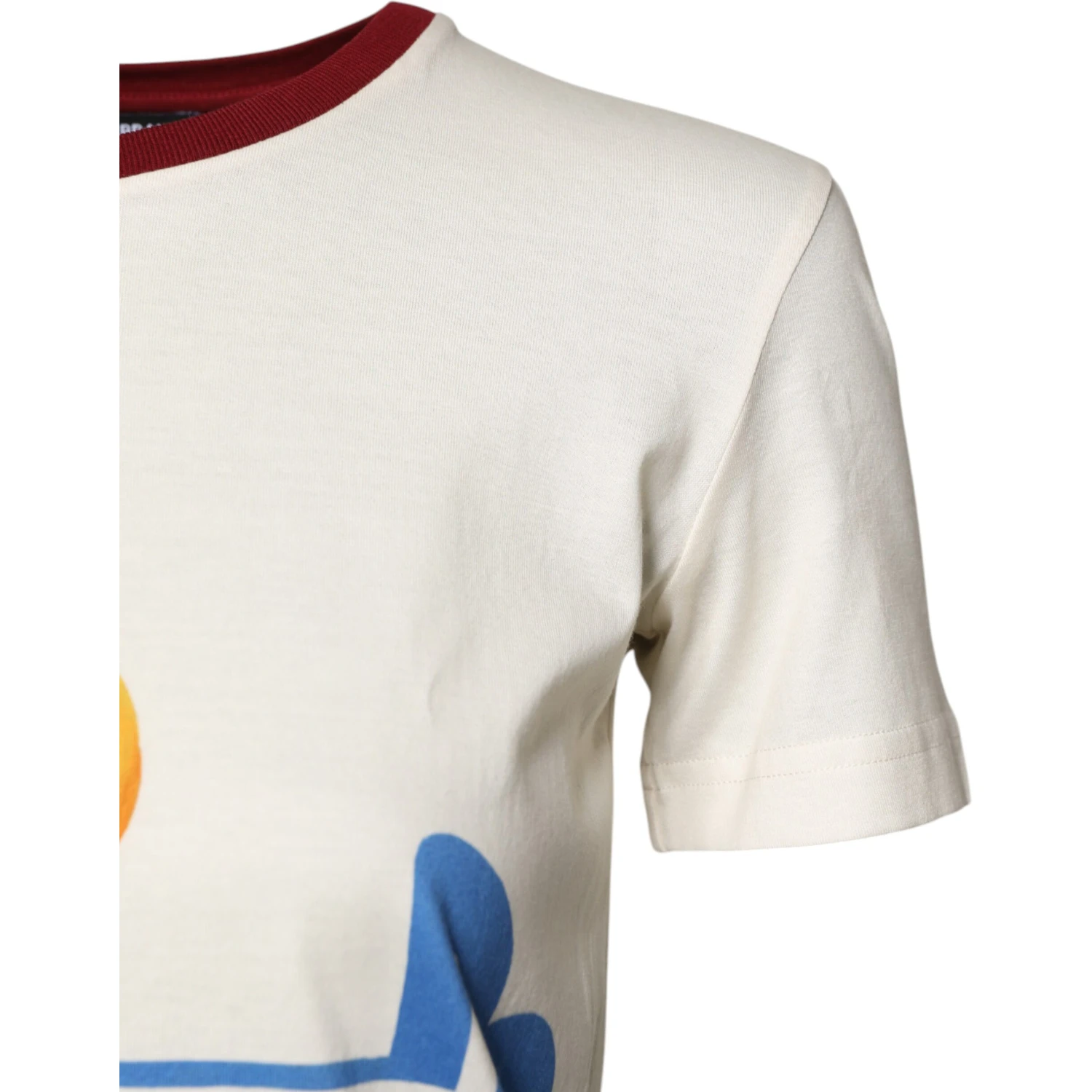 White Cotton Print Short Sleeves Top T-shirt