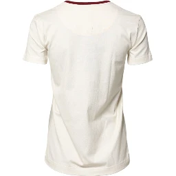 White Cotton Print Short Sleeves Top T-shirt