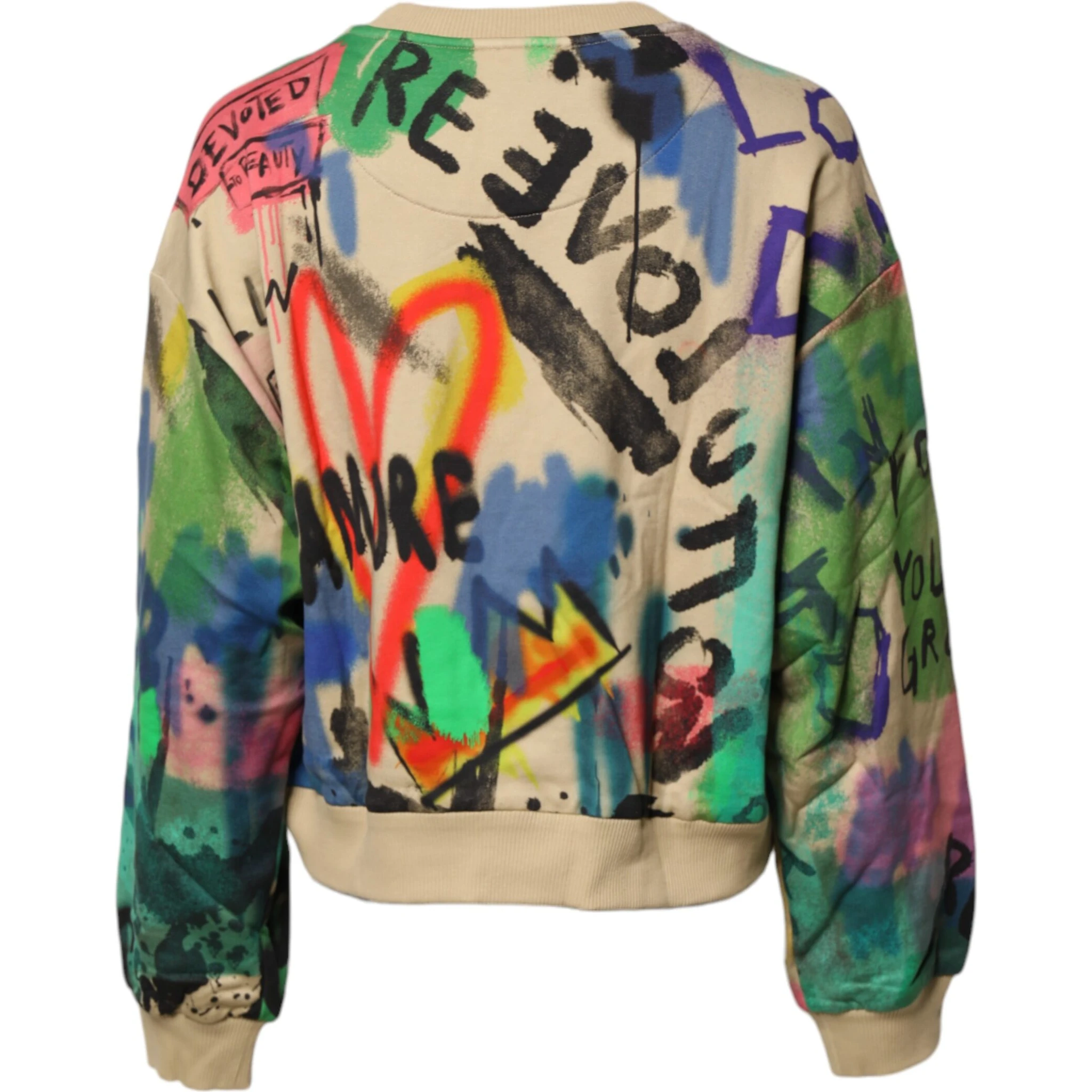 Multicolor Print Cotton Pullover Sweater