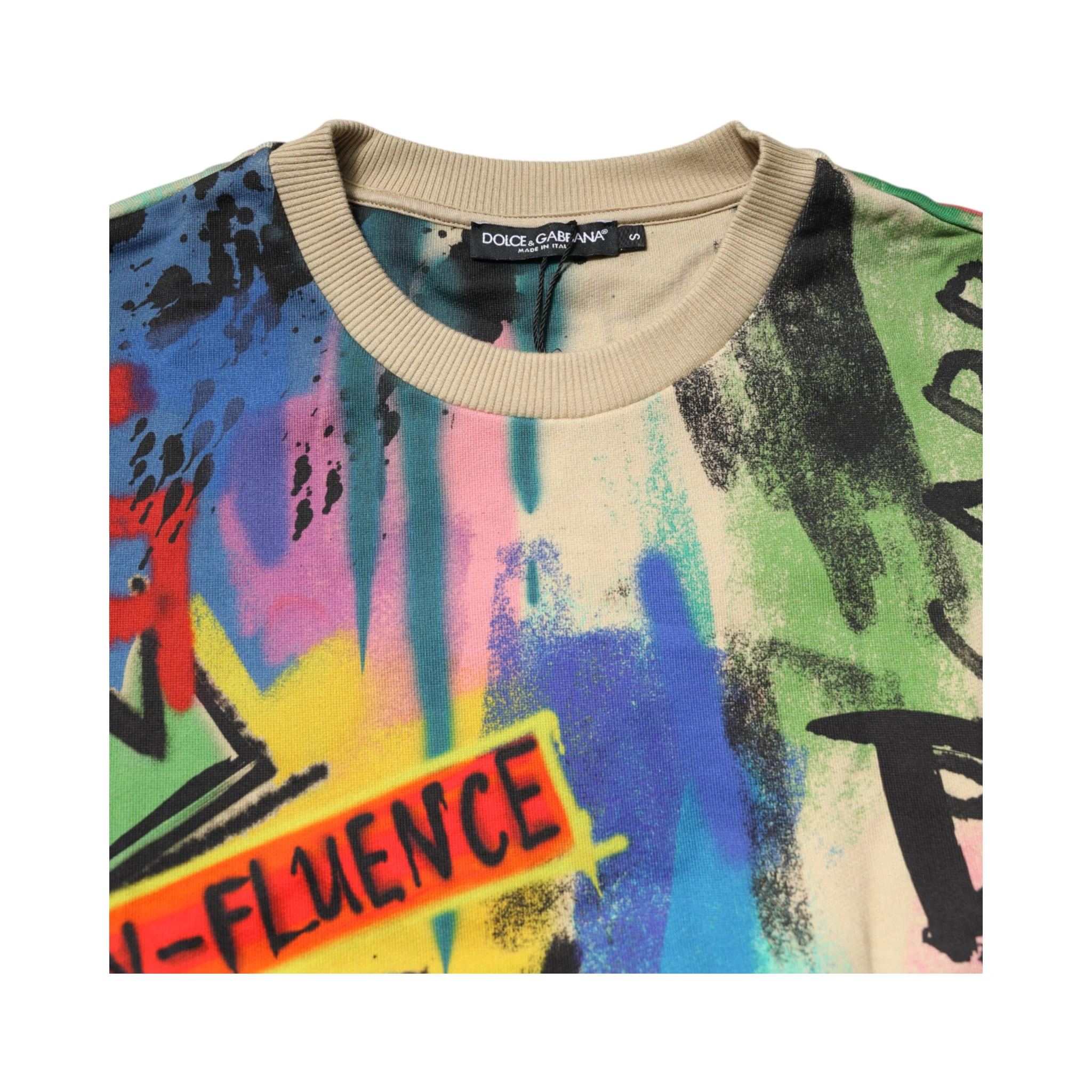 Multicolor Print Cotton Pullover Sweater