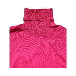 Pink Silk Knitted Turtleneck Cropped Top