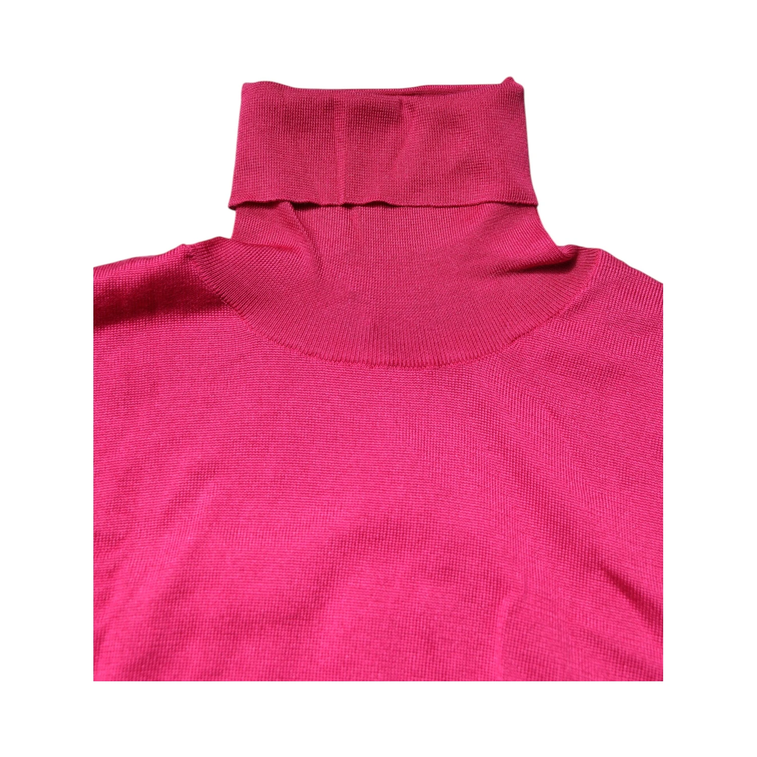 Pink Silk Knitted Turtleneck Cropped Top