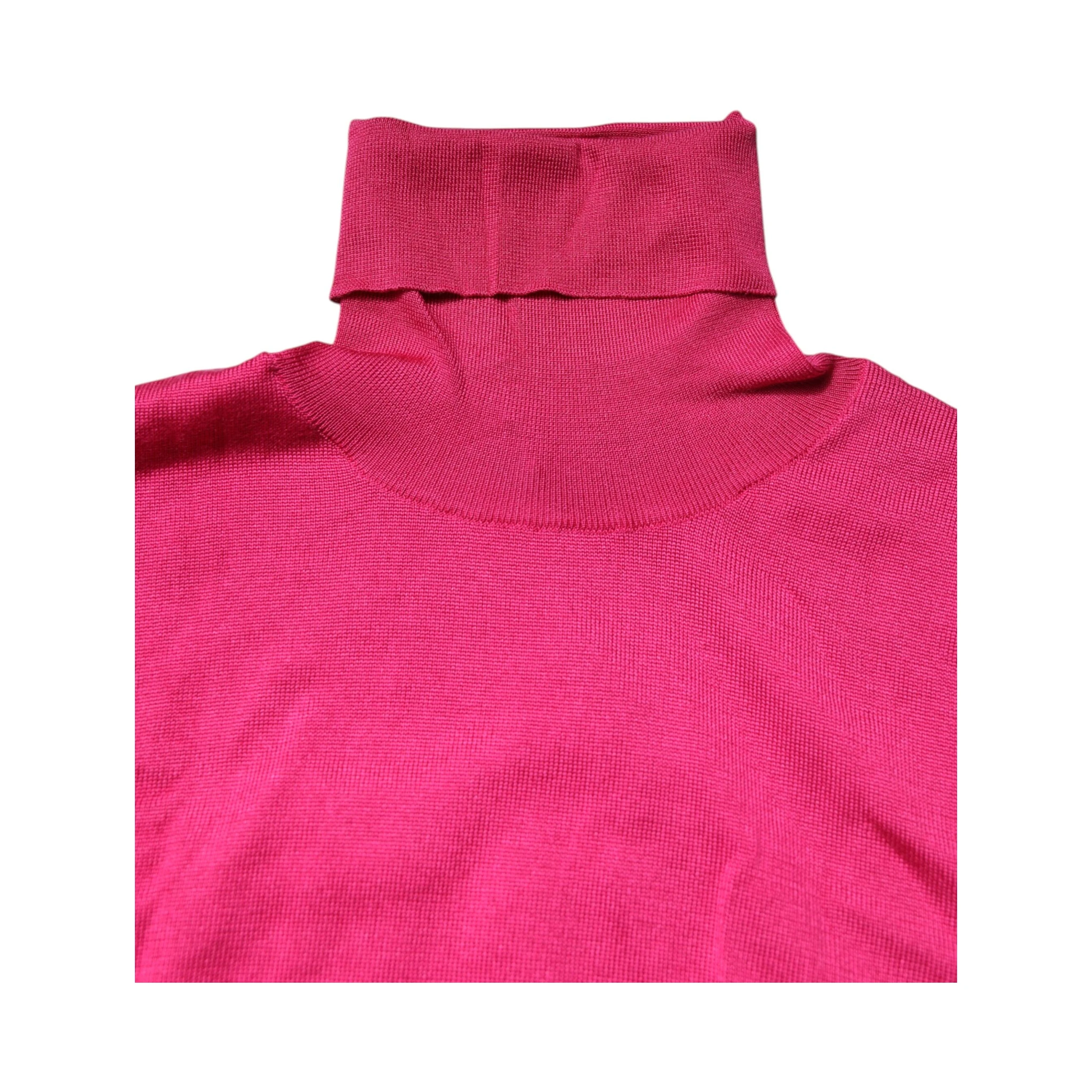 Pink Silk Knitted Turtleneck Cropped Top
