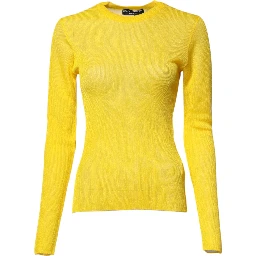Yellow Polyester Women Pullover Top Sweater