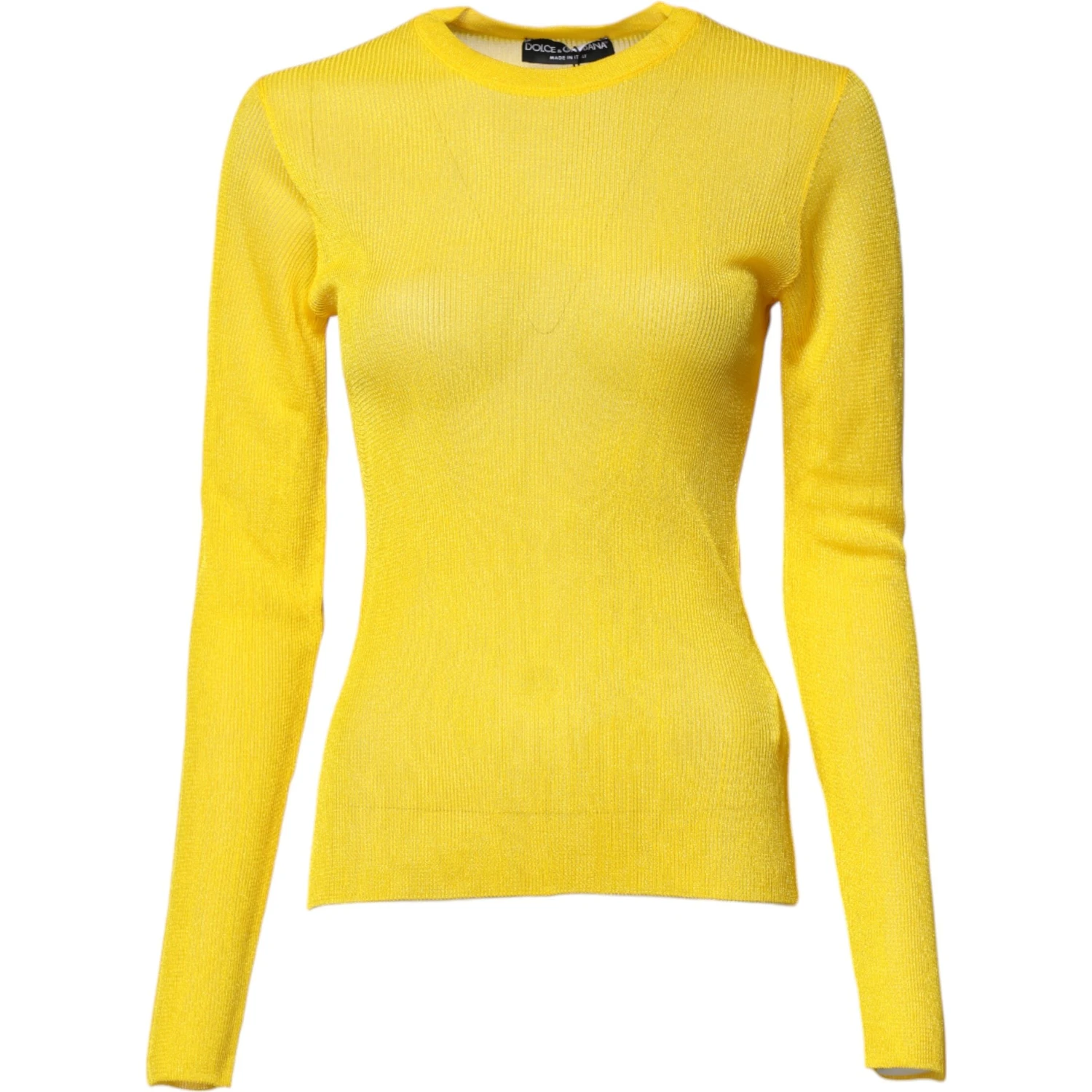 Yellow Polyester Women Pullover Top Sweater